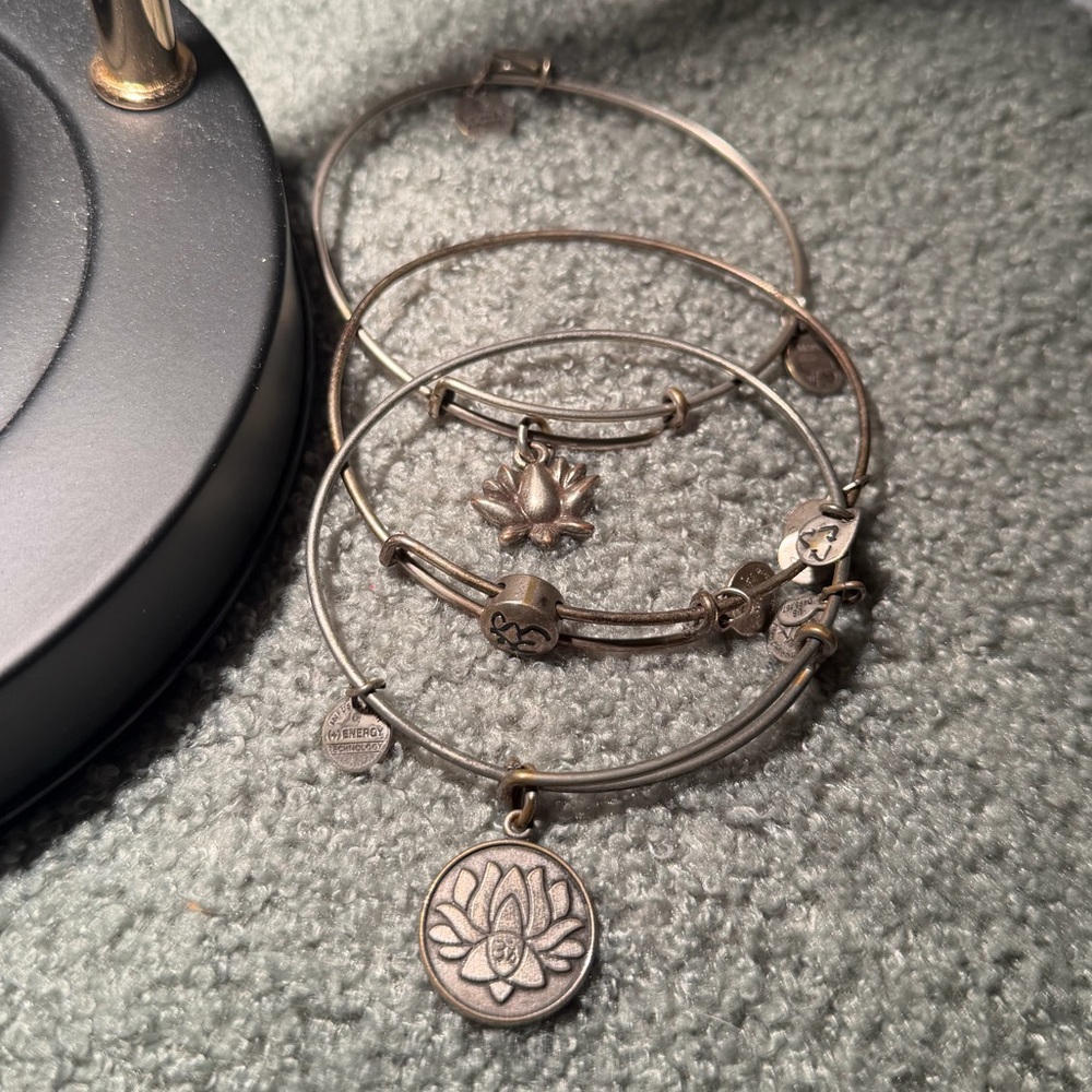 Lot of 3 Silver Alex and Ani bracelets